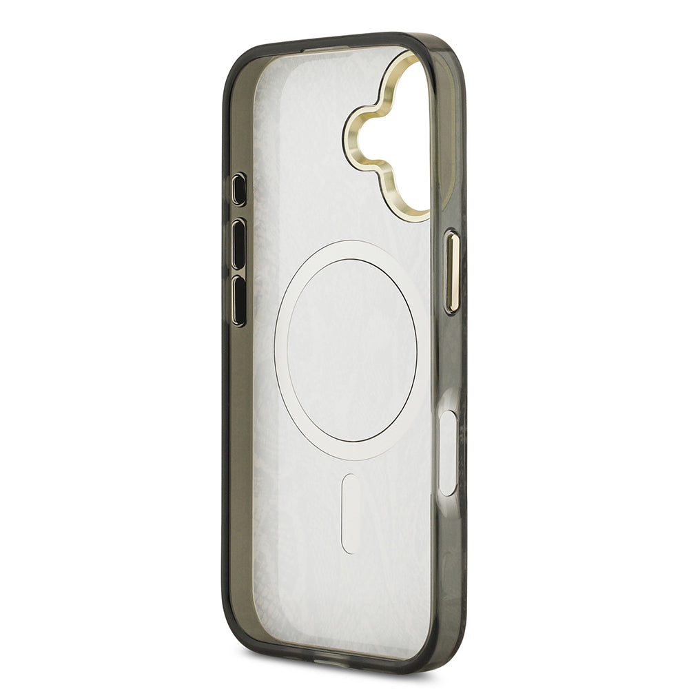 Apple iPhone 17 Kılıf Guess Orjinal Lisanslı M-safe Şarj Özellikli Yazı Logolu Python Desenli Kapak Siyah