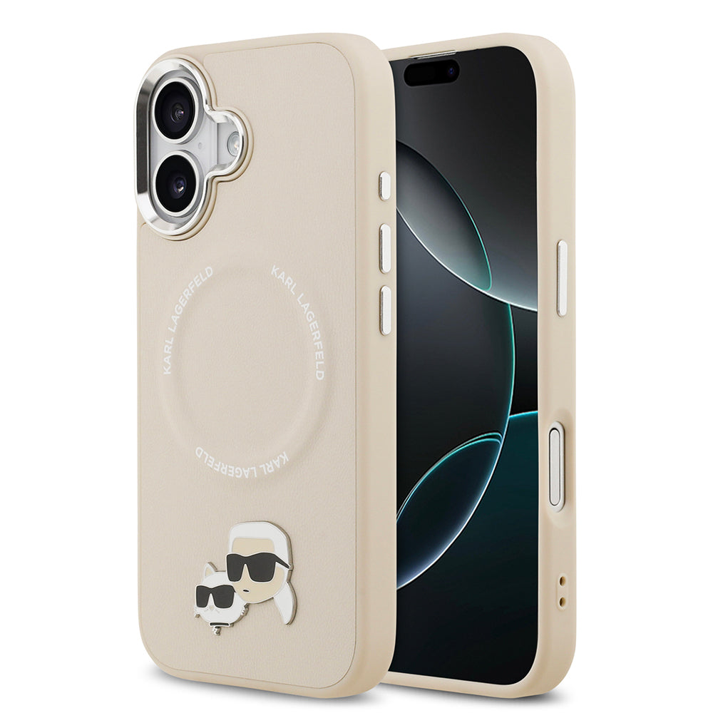 Apple iPhone 17 Kılıf Karl Lagerfeld Orjinal Lisanslı M-safe Şarj Özellikli Metal Kamera ve Buton Tasarımlı K&C PU Deri Kapak Siyah