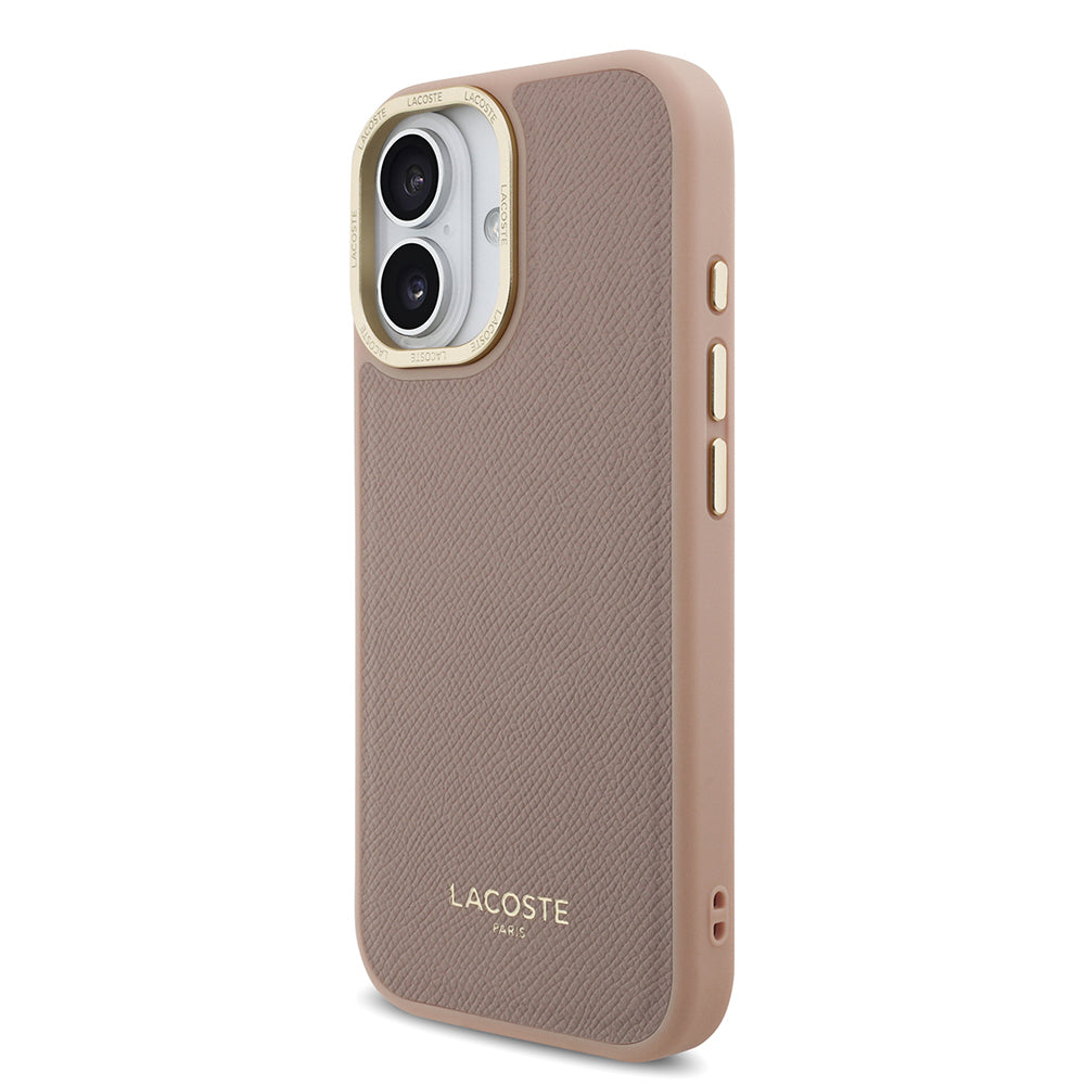 Apple iPhone 17 Kılıf Lacoste Orjinal Lisanslı M-safe Şarj Özellikli Champs Elysees PU Deri Tasarımlı Kapak Gri