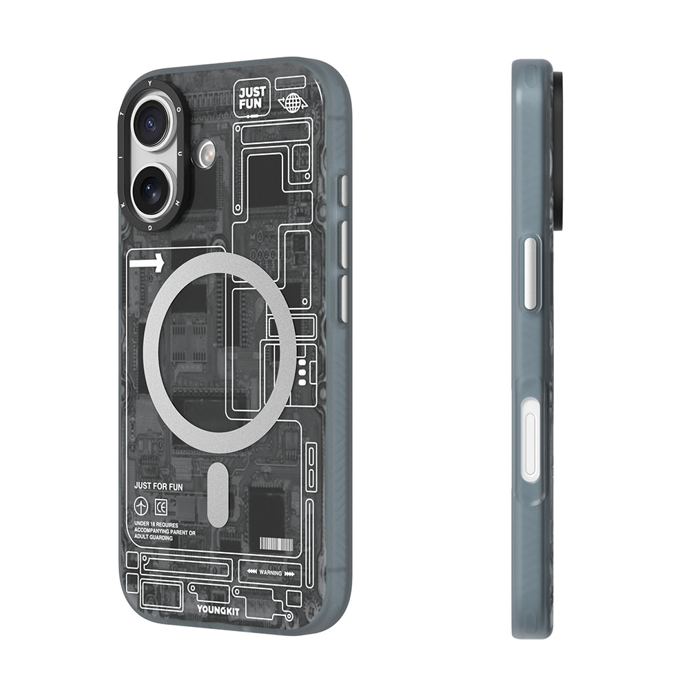 Apple iPhone 17 Kılıf M-safe Şarj Özellikli Kamera Denetim Butonlu Youngkit Technology Serisi Kapak Mavi