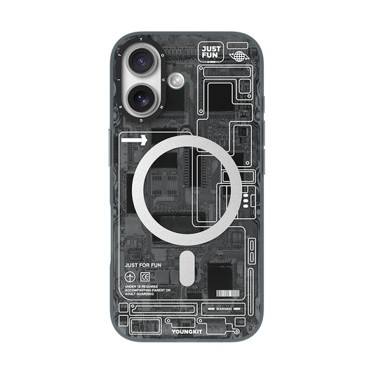 Apple iPhone 17 Kılıf M-safe Şarj Özellikli Kamera Denetim Butonlu Youngkit Technology Serisi Kapak Siyah