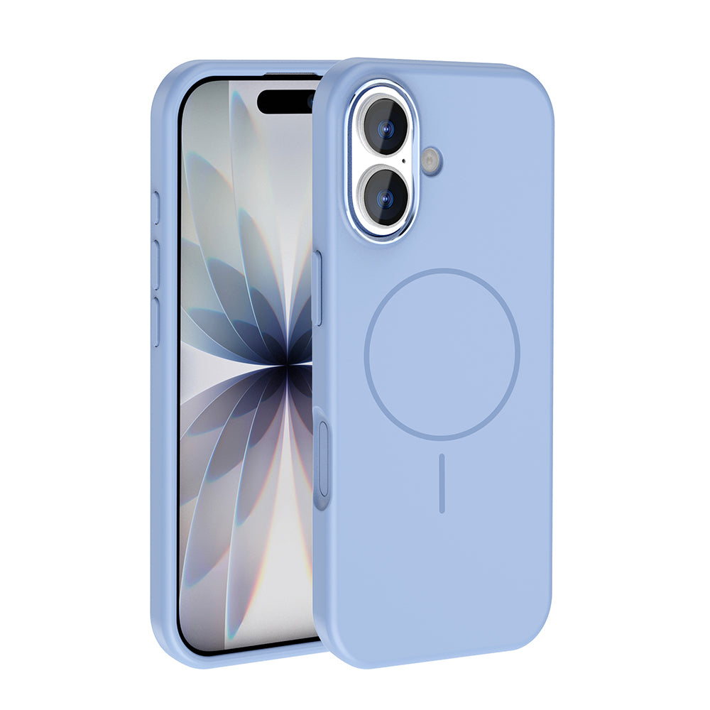 Apple iPhone 17 Kılıf M-Safe Şarj Özellikli Metal Kamera Çerçeveli Zore Edi Silikon Kapak Titanyum-Gri