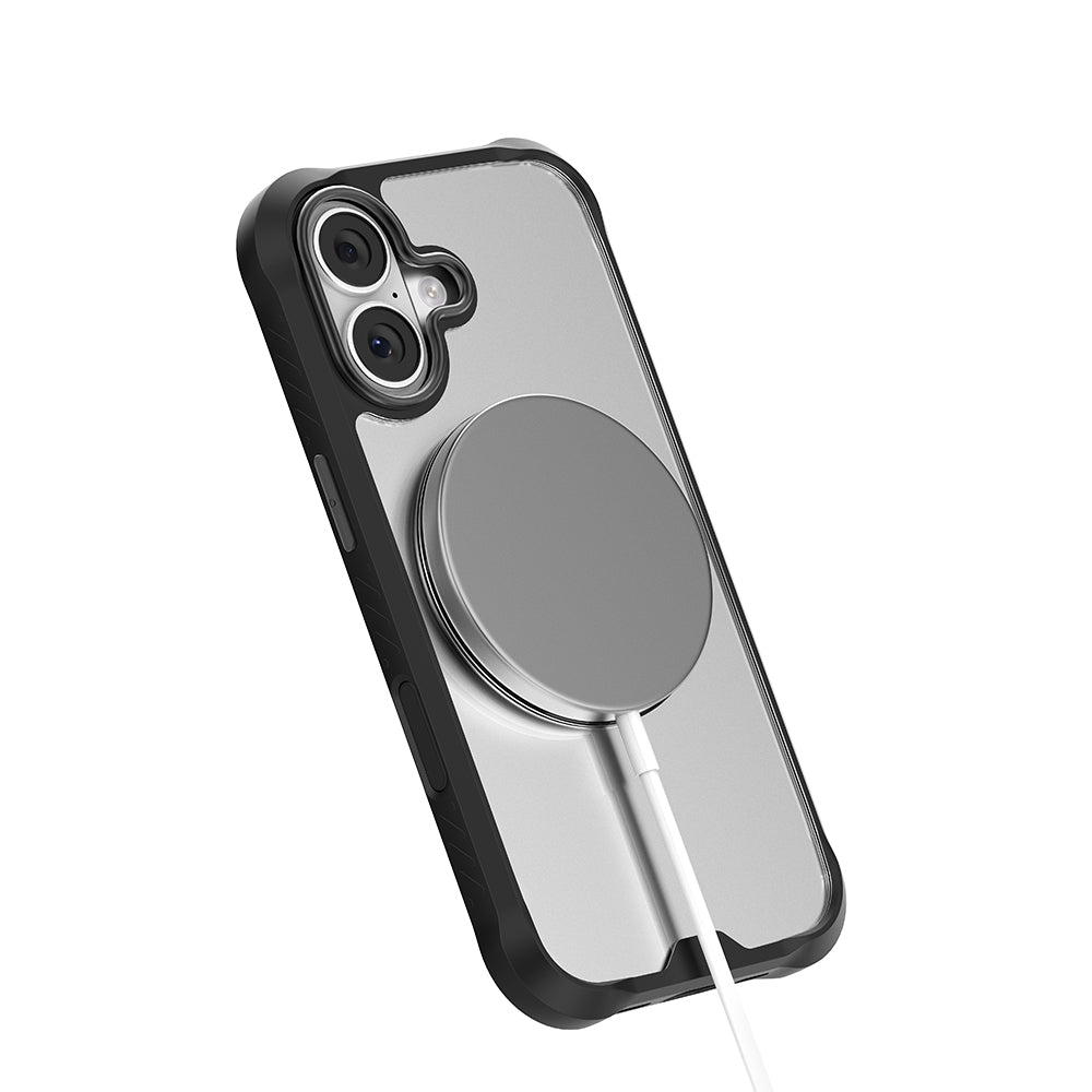 Apple iPhone 17 Kılıf M-safe Şarj Özellikli Parmak Ring Standlı Airbag Tasarımlı Mutural Obsidian Serisi Kapak Turuncu