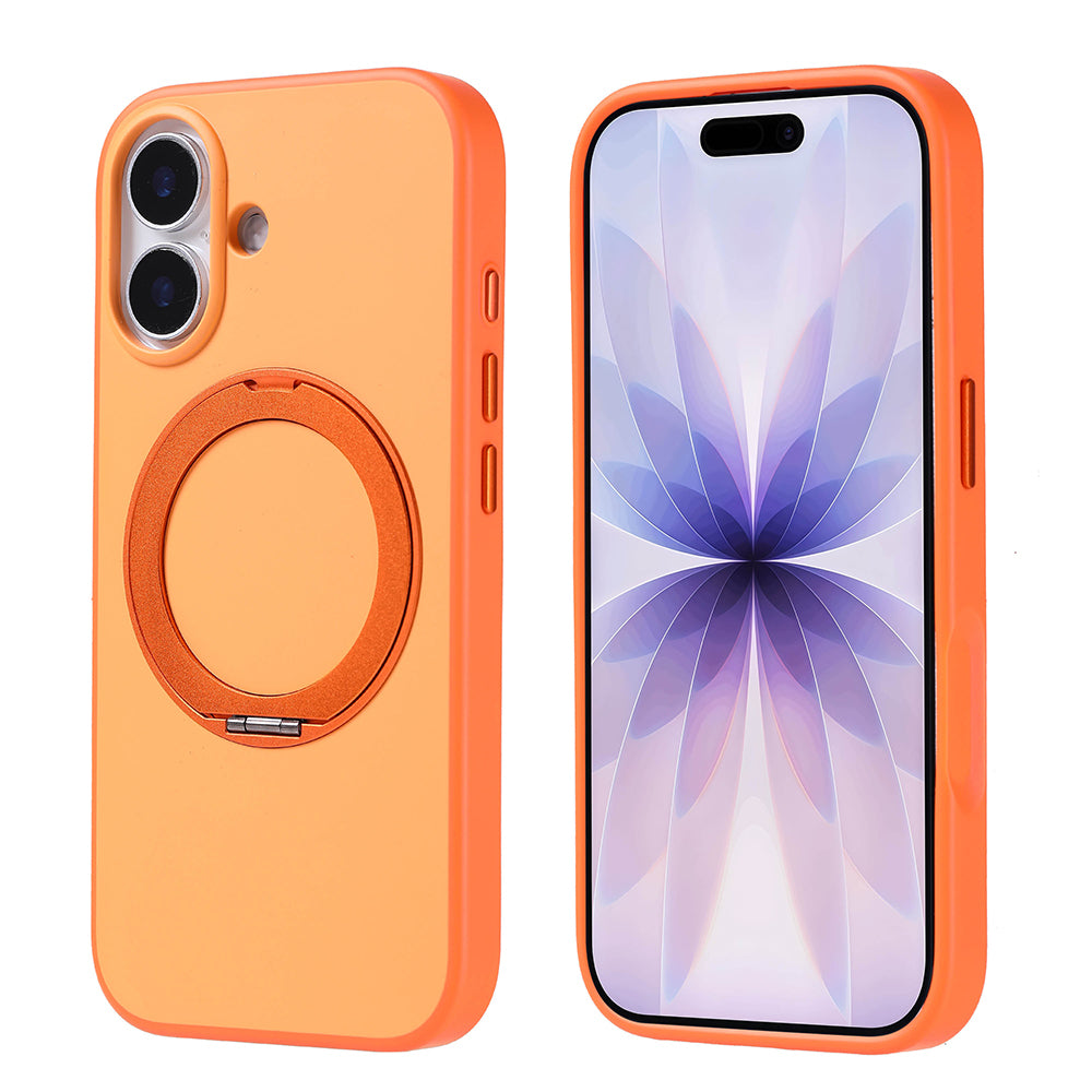 Apple iPhone 17 Kılıf M-Safe Şarj Özellikli Standlı Zore Proton Silikon Kapak Turuncu