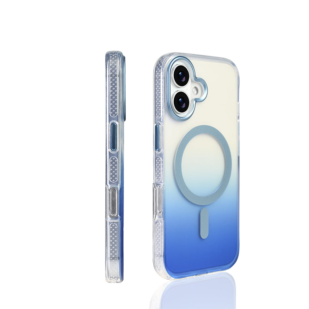 Apple iPhone 17 Kılıf M-safe Şarj Özellikli Transparan Renk Geçişli Zore Toros Kapak Rose Pembe