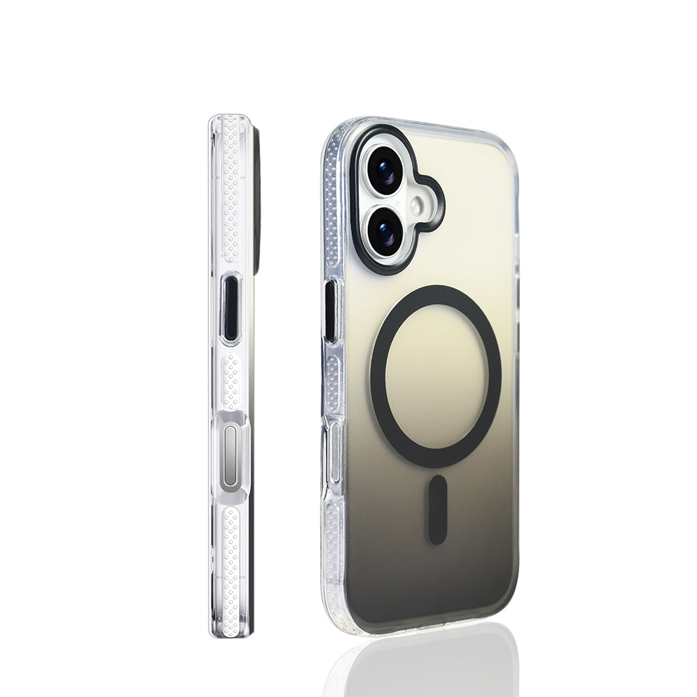 Apple iPhone 17 Kılıf M-safe Şarj Özellikli Transparan Renk Geçişli Zore Toros Kapak Gold