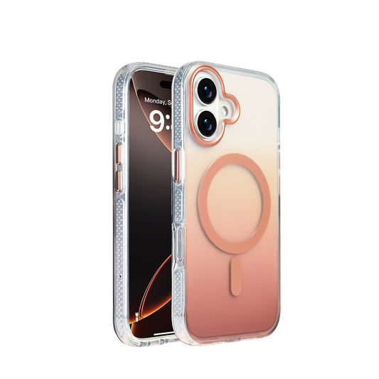 Apple iPhone 17 Kılıf M-safe Şarj Özellikli Transparan Renk Geçişli Zore Toros Kapak Rose Gold