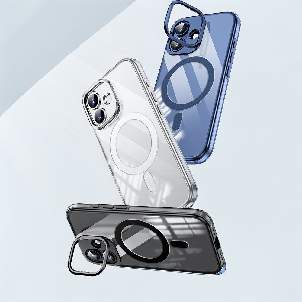 Apple iPhone 17 Kılıf M-safe Şarj Özellikli Wlons Standlı Efsane Kapak Gümüş