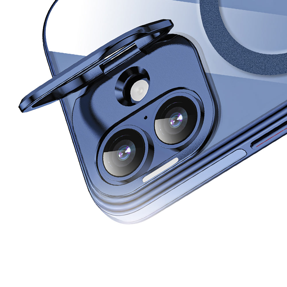 Apple iPhone 17 Kılıf M-safe Şarj Özellikli Wlons Standlı Efsane Kapak Mavi