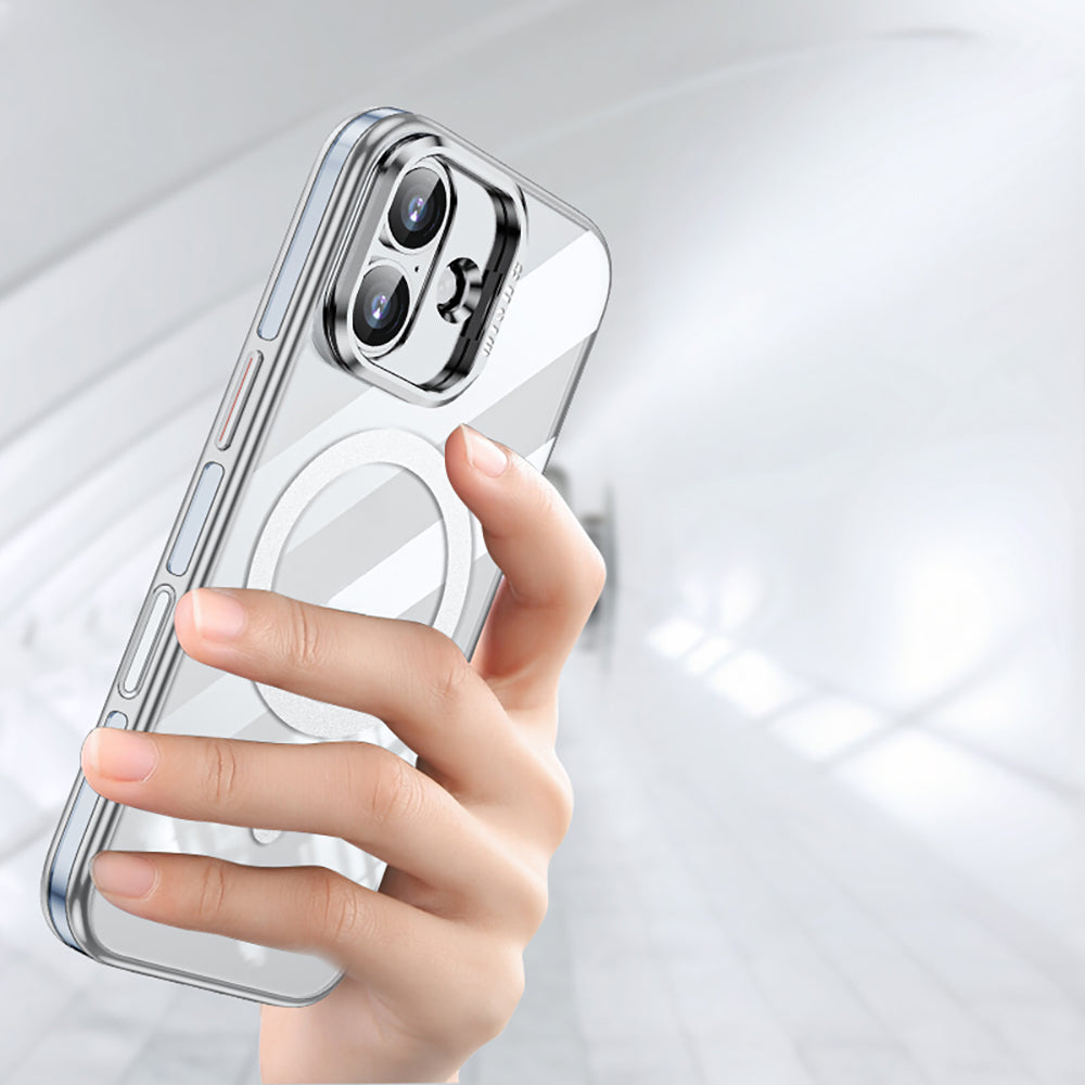 Apple iPhone 17 Kılıf M-safe Şarj Özellikli Wlons Standlı Efsane Kapak Turuncu