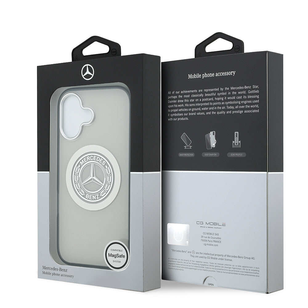 Apple iPhone 17 Kılıf Mercedes Benz Orjinal Lisanslı M-safe Şarj Özellikli Çift Katmanlı PC Nostaljik Yıldız Dizayn Kapak Siyah