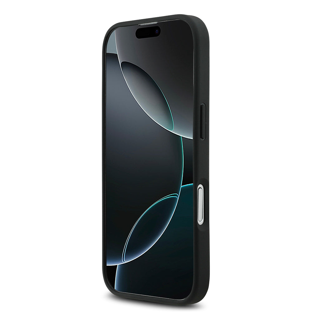 Apple iPhone 17 Kılıf Mercedes Benz Orjinal Lisanslı M-safe Şarj Özellikli Dokulu Desenli Deri Kapak Siyah