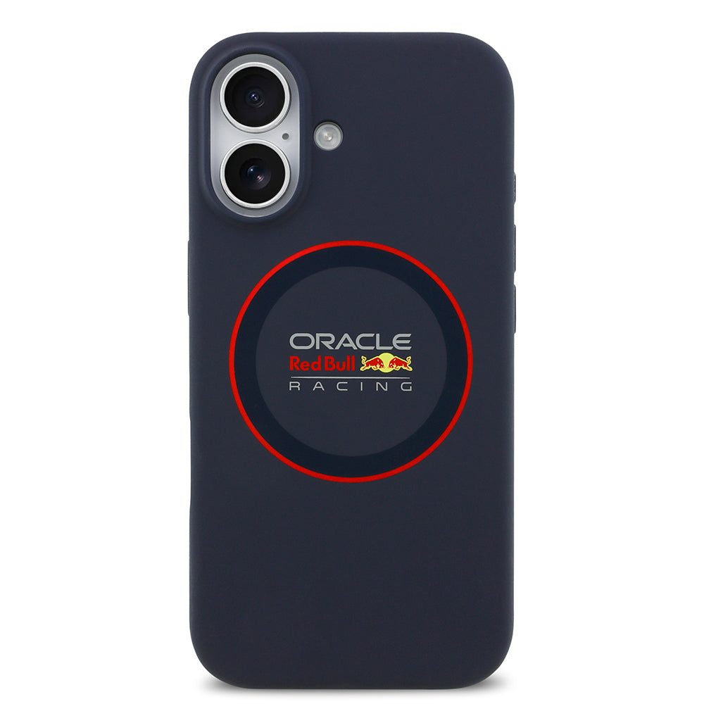 Apple iPhone 17 Kılıf Redbull Orjinal Lisanslı M-safe Şarj Özellikli Kırmızı Halka ve Logo Silikon Kapak Lacivert