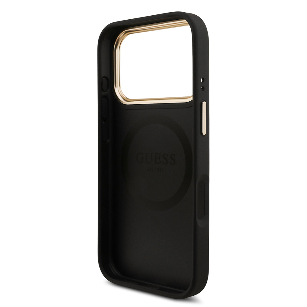 Apple iPhone 17 Pro Guess Orjinal Lisanslı 4G ve Yazı Logolu Kılıf + Ekran Koruyucu + Lens Koruyucu 3in1 Aksesuar Seti Kahverengi