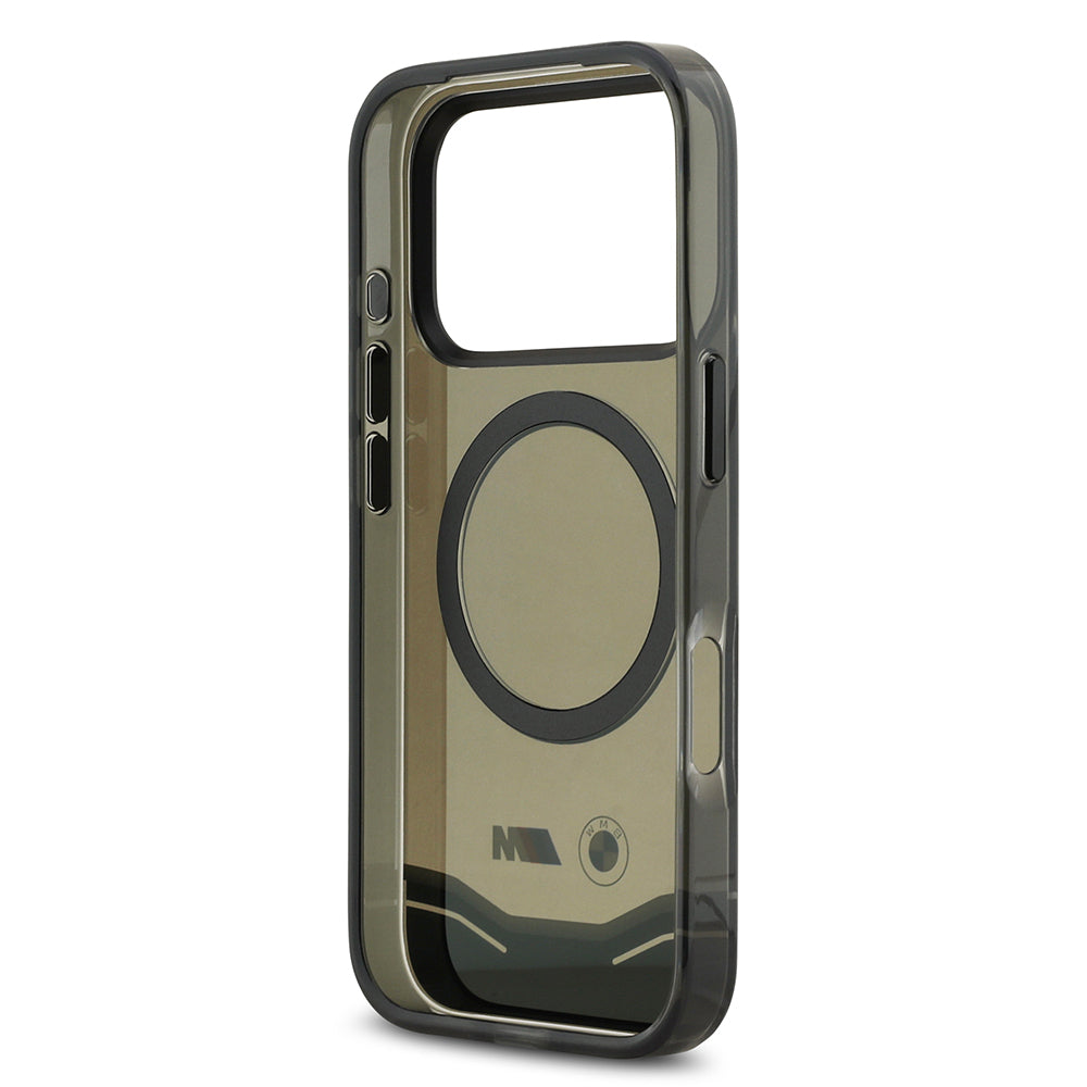 Apple iPhone 17 Pro Kılıf BMW Orjinal Lisanslı M-safe Şarj Özellikli Metal Buton Tasarımlı Tranparan M Dizayn Kapak Siyah