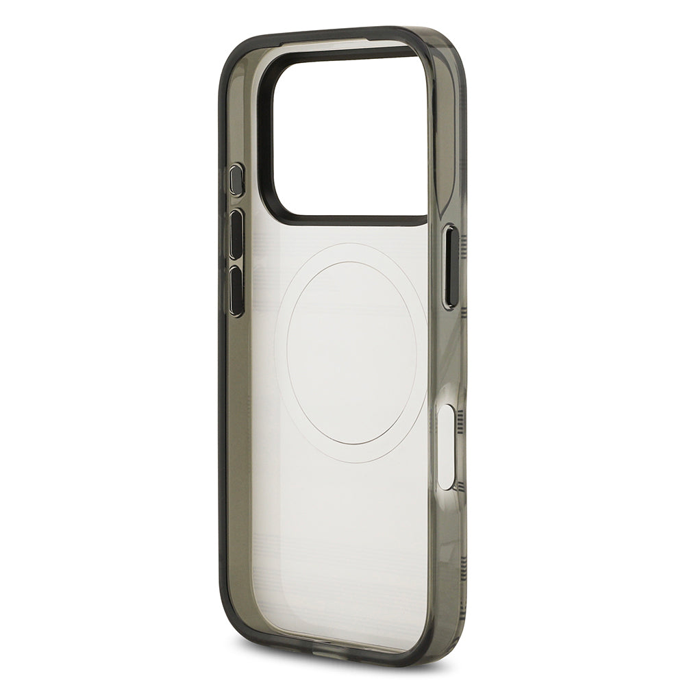 Apple iPhone 17 Pro Kılıf BMW Orjinal Lisanslı M-safe Şarj Özellikli Metal Kamera Butonlu Yatay Şeritli M Dizayn Kapak Gümüş