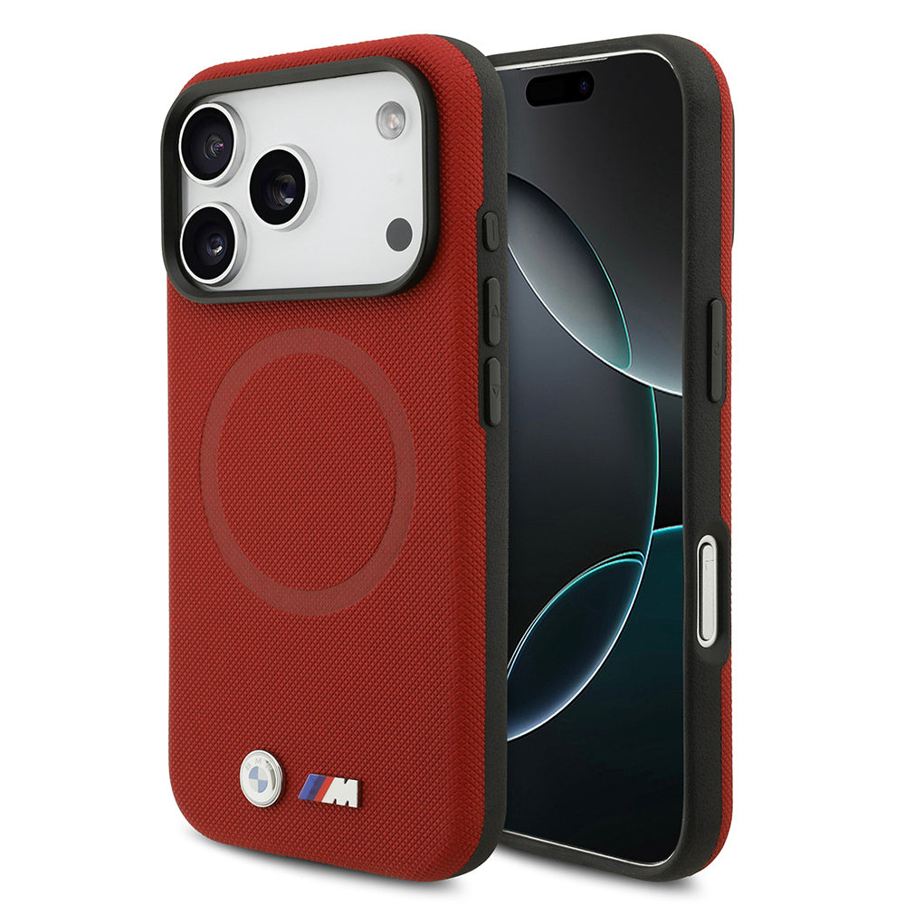 Apple iPhone 17 Pro Kılıf BMW Orjinal Lisanslı M-safe Şarj Özellikli Metal Logolu Delikli M Dizayn Deri Kapak Gri