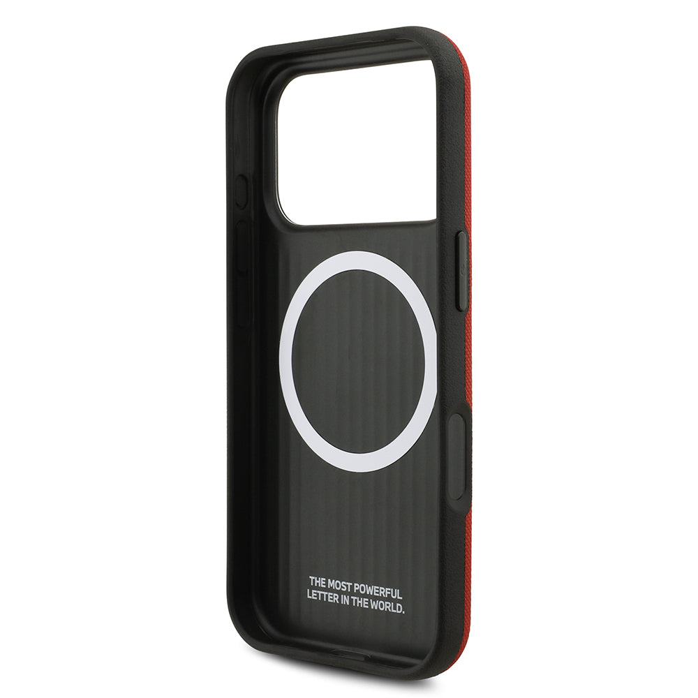 Apple iPhone 17 Pro Kılıf BMW Orjinal Lisanslı M-safe Şarj Özellikli Metal Logolu Delikli M Dizayn Deri Kapak Füme