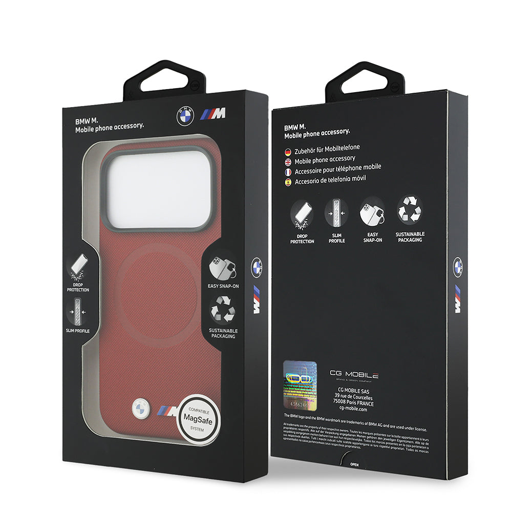 Apple iPhone 17 Pro Kılıf BMW Orjinal Lisanslı M-safe Şarj Özellikli Metal Logolu Delikli M Dizayn Deri Kapak Gri