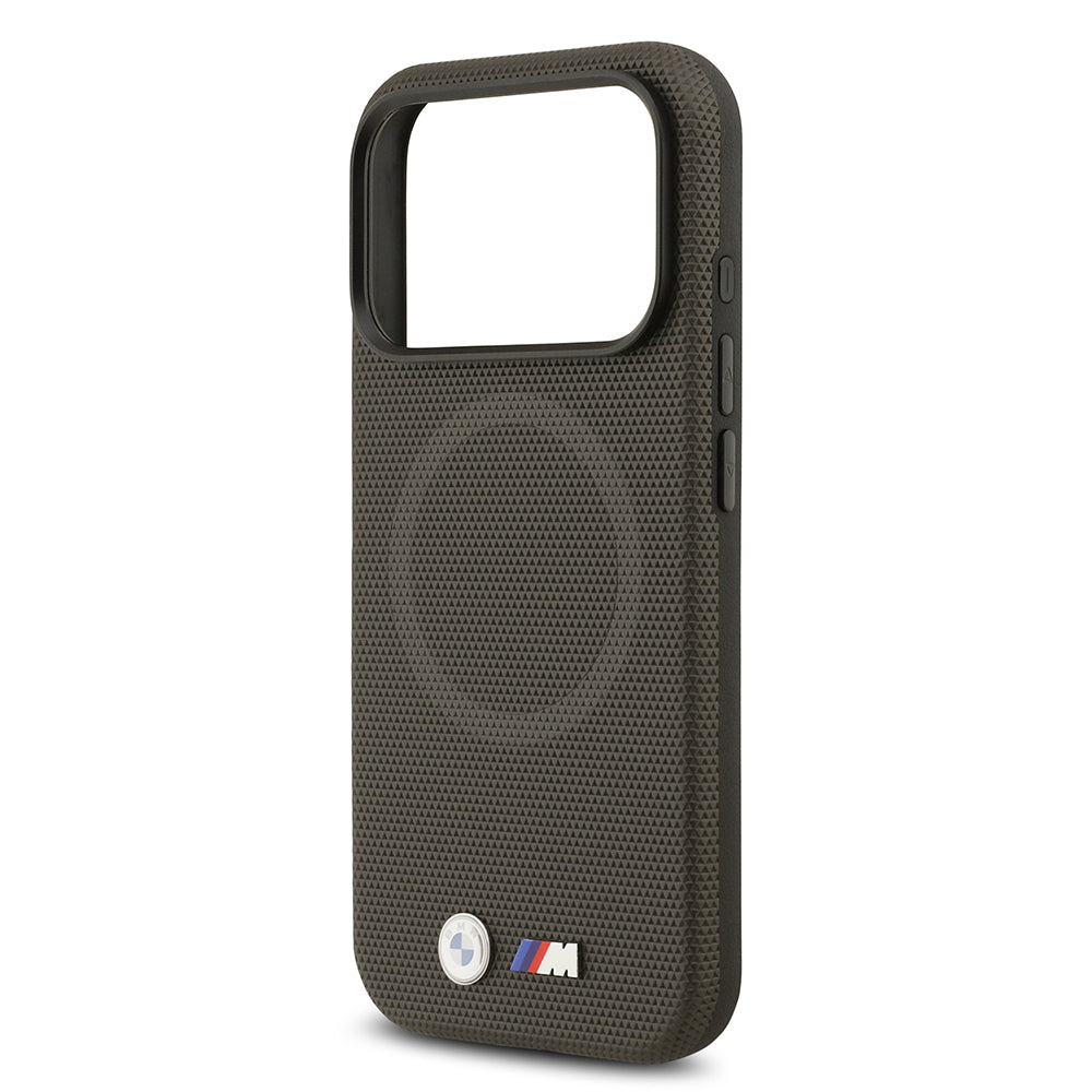 Apple iPhone 17 Pro Kılıf BMW Orjinal Lisanslı M-safe Şarj Özellikli Metal Logolu Delikli M Dizayn Deri Kapak Gri