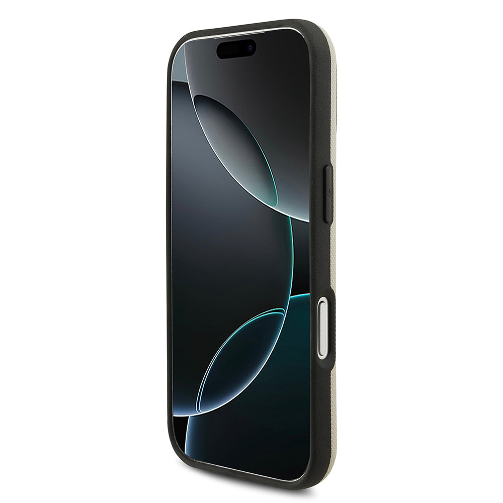 Apple iPhone 17 Pro Kılıf BMW Orjinal Lisanslı M-safe Şarj Özellikli Metal Logolu Delikli M Dizayn Deri Kapak Gri