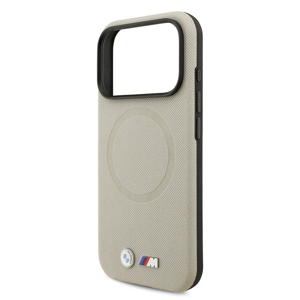 Apple iPhone 17 Pro Kılıf BMW Orjinal Lisanslı M-safe Şarj Özellikli Metal Logolu Delikli M Dizayn Deri Kapak Füme