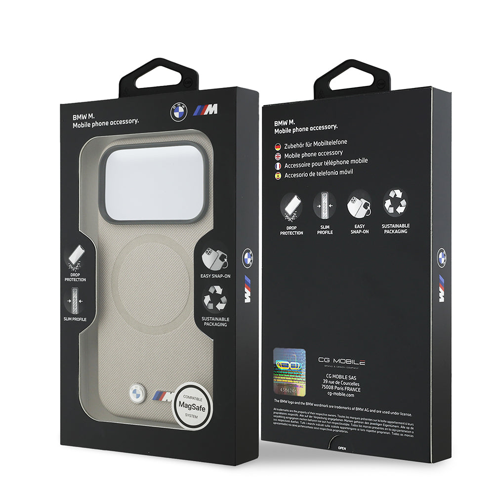 Apple iPhone 17 Pro Kılıf BMW Orjinal Lisanslı M-safe Şarj Özellikli Metal Logolu Delikli M Dizayn Deri Kapak Kırmızı