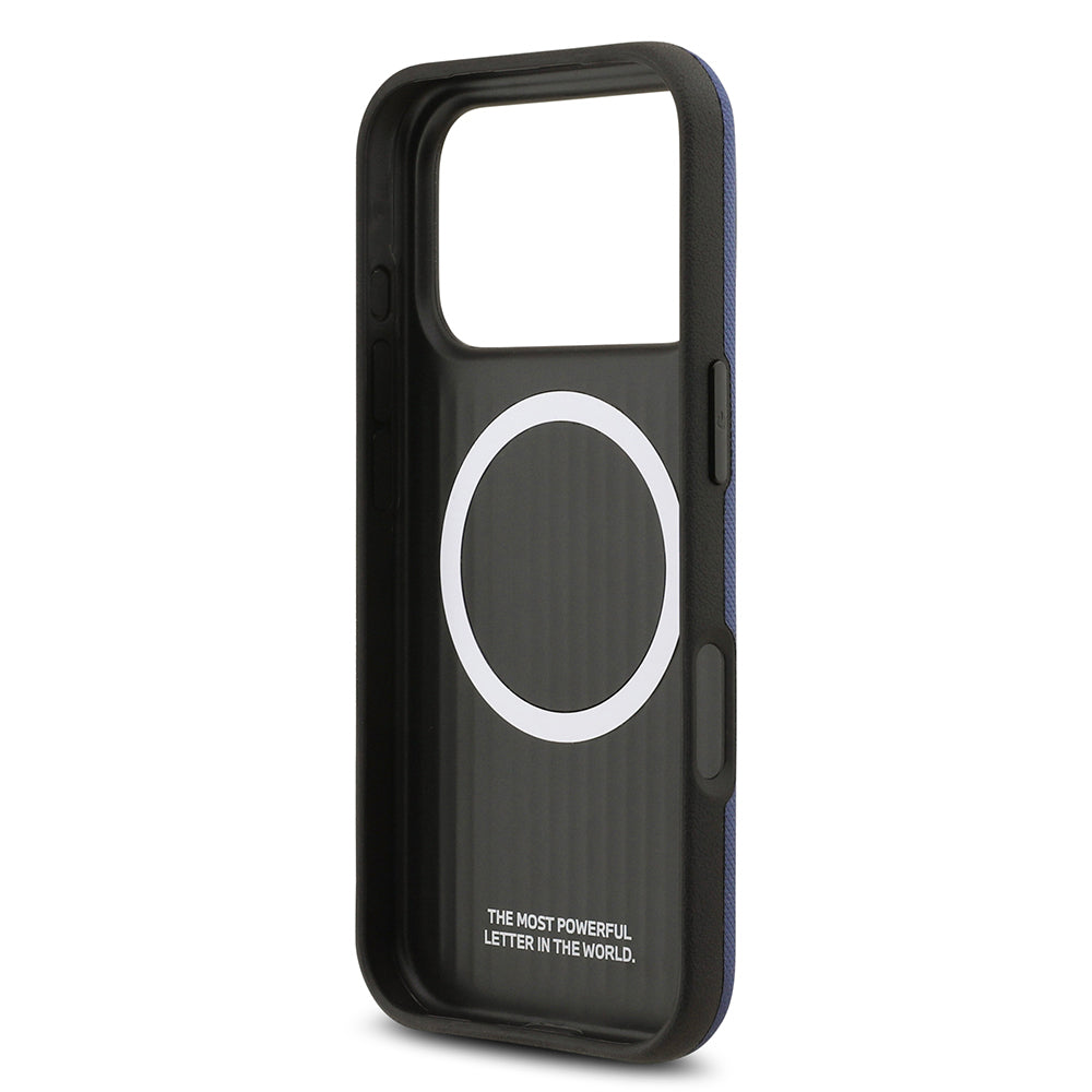 Apple iPhone 17 Pro Kılıf BMW Orjinal Lisanslı M-safe Şarj Özellikli Metal Logolu Delikli M Dizayn Deri Kapak Füme