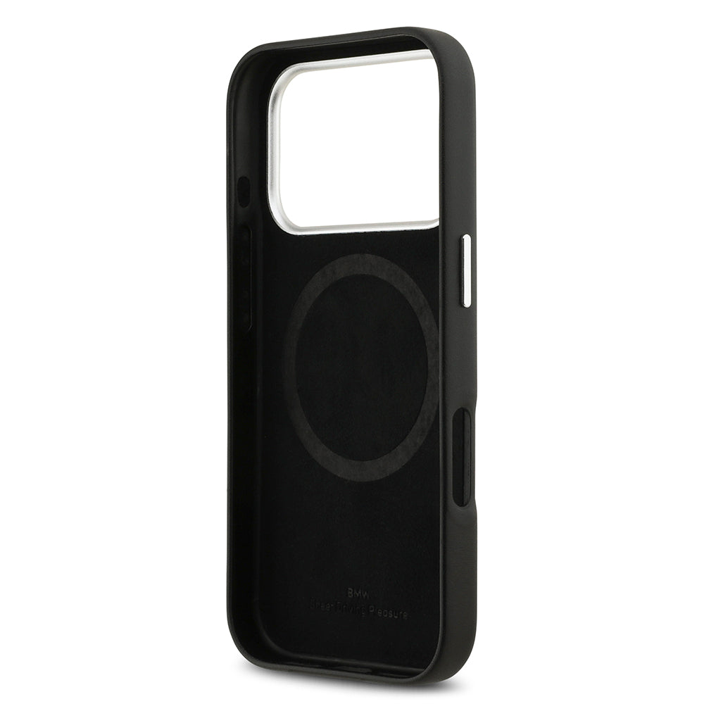 Apple iPhone 17 Pro Kılıf BMW Orjinal Lisanslı M-safe Şarj Özellikli Metal Logolu Tam Kaplama Deri Kapak Kırmızı