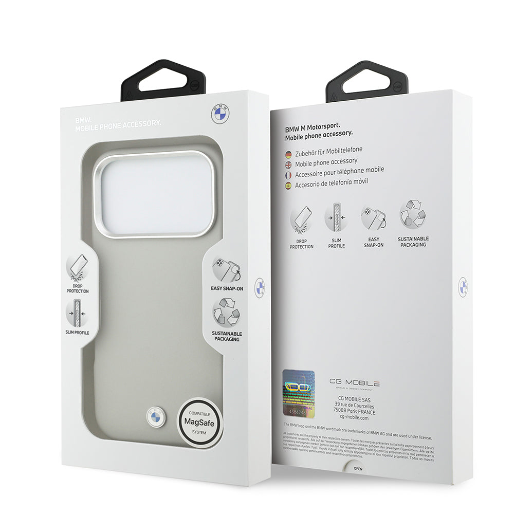 Apple iPhone 17 Pro Kılıf BMW Orjinal Lisanslı M-safe Şarj Özellikli Metal Logolu Tam Kaplama Deri Kapak Lacivert