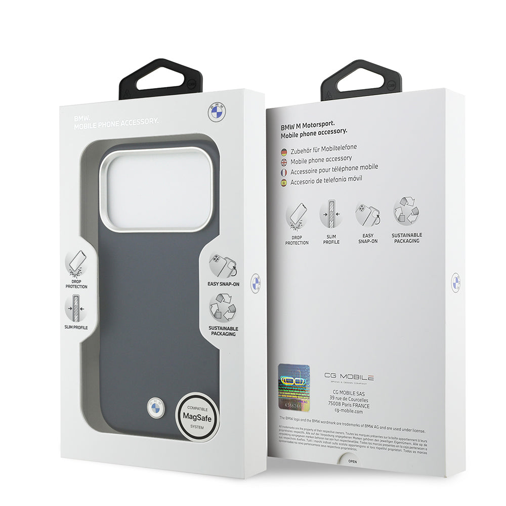 Apple iPhone 17 Pro Kılıf BMW Orjinal Lisanslı M-safe Şarj Özellikli Metal Logolu Tam Kaplama Deri Kapak Lacivert