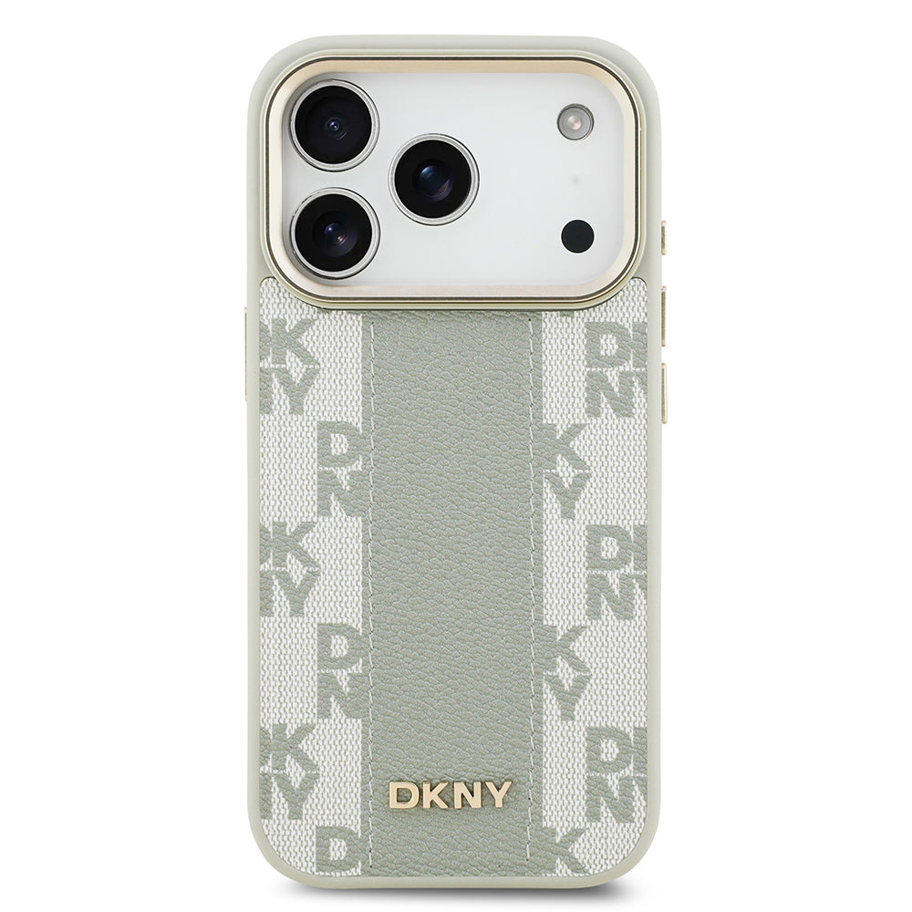 Apple iPhone 17 Pro Kılıf DKNY Orjinal Lisanslı M-safe Şarj Özellikli 3D Yazılı Checkered Pattern Kapak Siyah