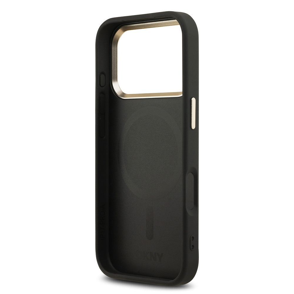 Apple iPhone 17 Pro Kılıf DKNY Orjinal Lisanslı M-safe Şarj Özellikli 3D Yazılı Checkered Pattern Kapak Siyah