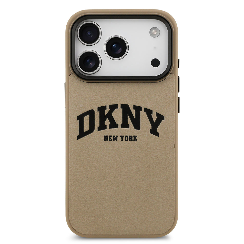 Apple iPhone 17 Pro Kılıf DKNY Orjinal Lisanslı M-safe Şarj Özellikli PU Deri Kabartmalı Kapak Siyah