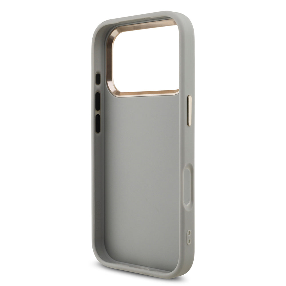 Apple iPhone 17 Pro Kılıf Guess Orjinal Lisanslı 4G Büyük Metal Kamera Çerçeveli ve Logolu Glitter Kapak Gold