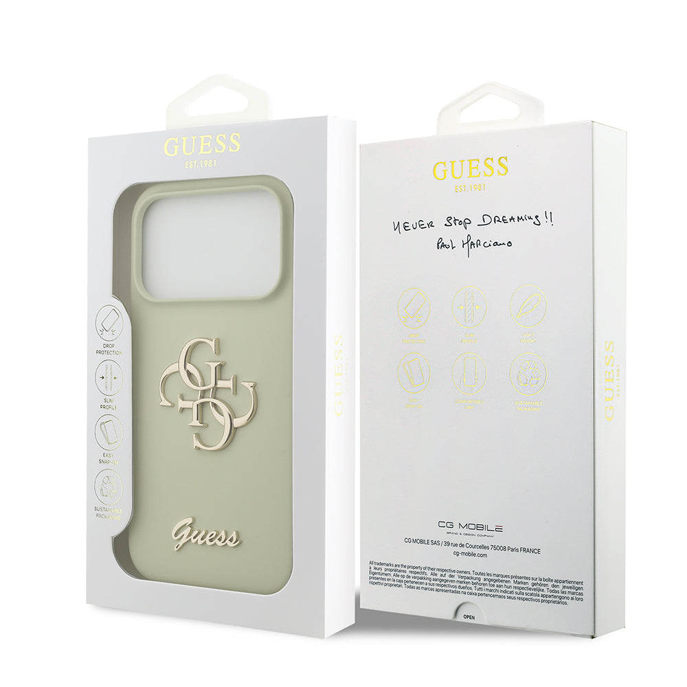 Apple iPhone 17 Pro Kılıf Guess Orjinal Lisanslı Grained Yazı Logolu Kapak Pembe