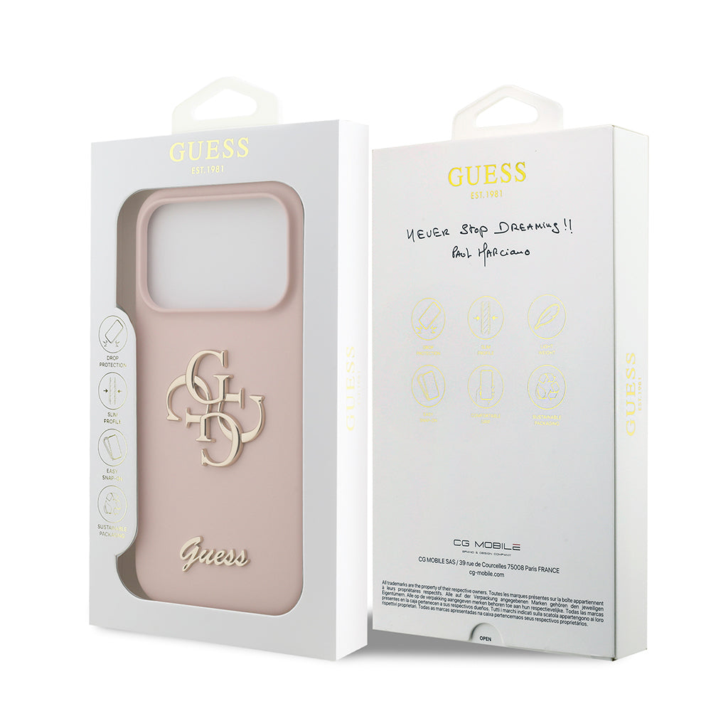 Apple iPhone 17 Pro Kılıf Guess Orjinal Lisanslı Grained Yazı Logolu Kapak Yeşil