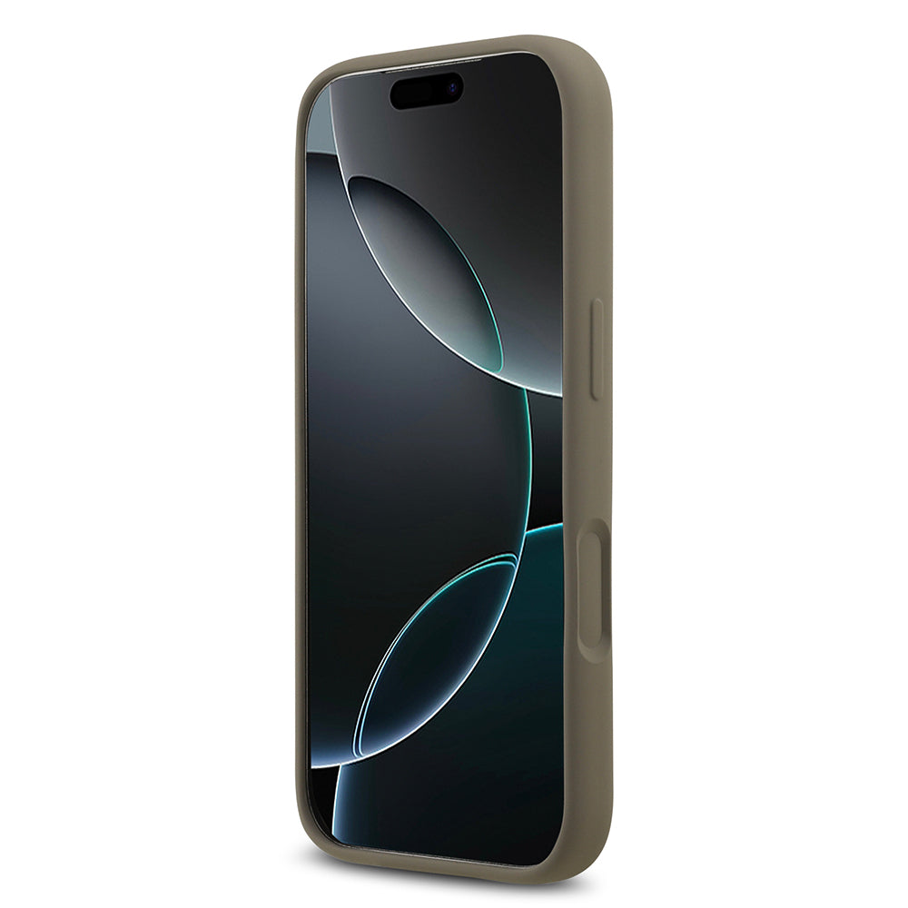 Apple iPhone 17 Pro Kılıf Guess Orjinal Lisanslı Grained Yazı Logolu Kapak Kahverengi