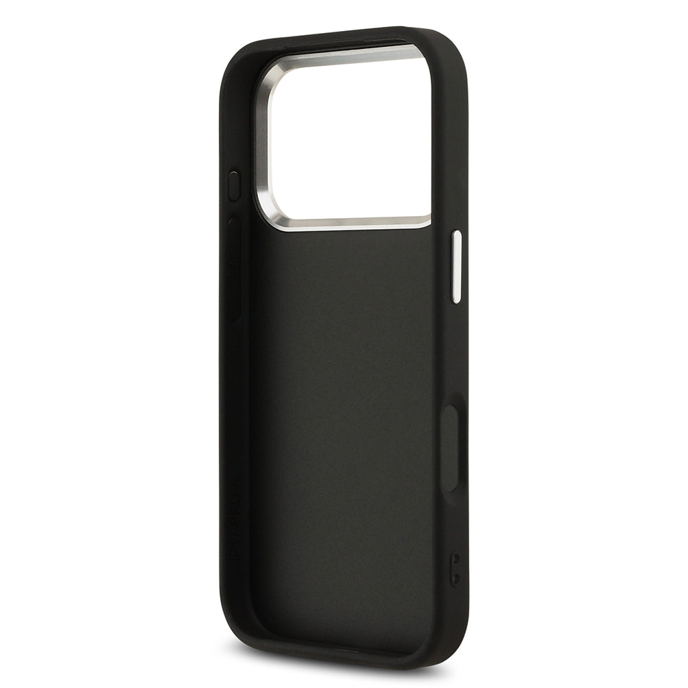 Apple iPhone 17 Pro Kılıf Guess Orjinal Lisanslı Gümüş Metal Kamera Çerçeveli 4G Desenli Metal Büyük 4G ve Yazı Logolu Kapak Kahverengi