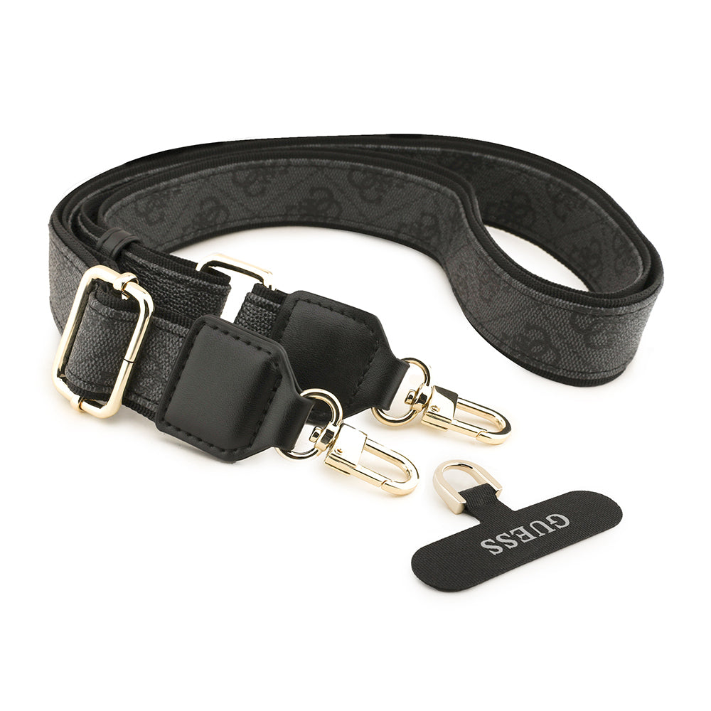 Apple iPhone 17 Pro Kılıf Guess Orjinal Lisanslı M-safe Şarj Özellikli Askılı ve 4G Logo Kartlıklı Kapak Siyah