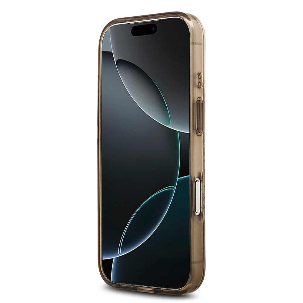 Apple iPhone 17 Pro Kılıf Guess Orjinal Lisanslı M-safe Şarj Özellikli Flower Tonal Circle Kapak Kahverengi