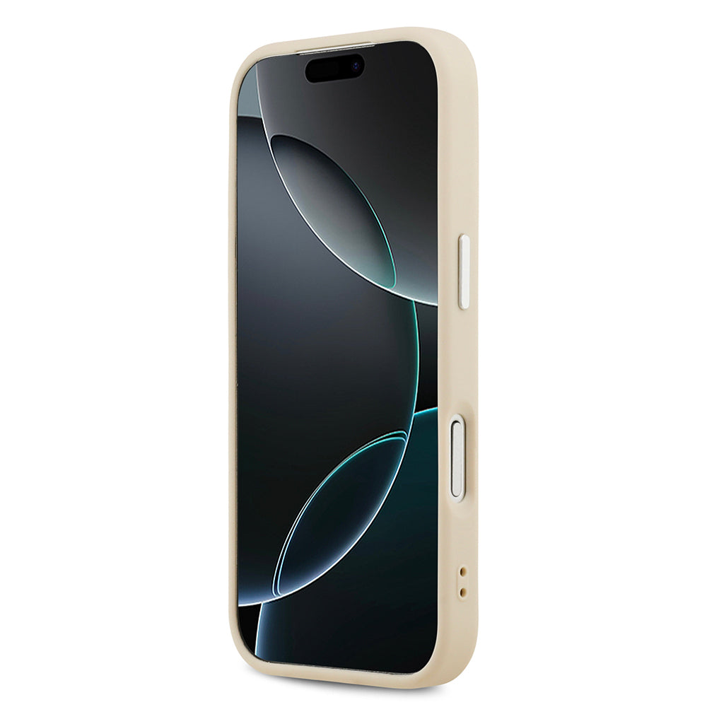 Apple iPhone 17 Pro Kılıf Guess Orjinal Lisanslı M-safe Şarj Özellikli Sıcak Baskılı Klasik Yazı Logolu PU Deri Peony Kapak Siyah