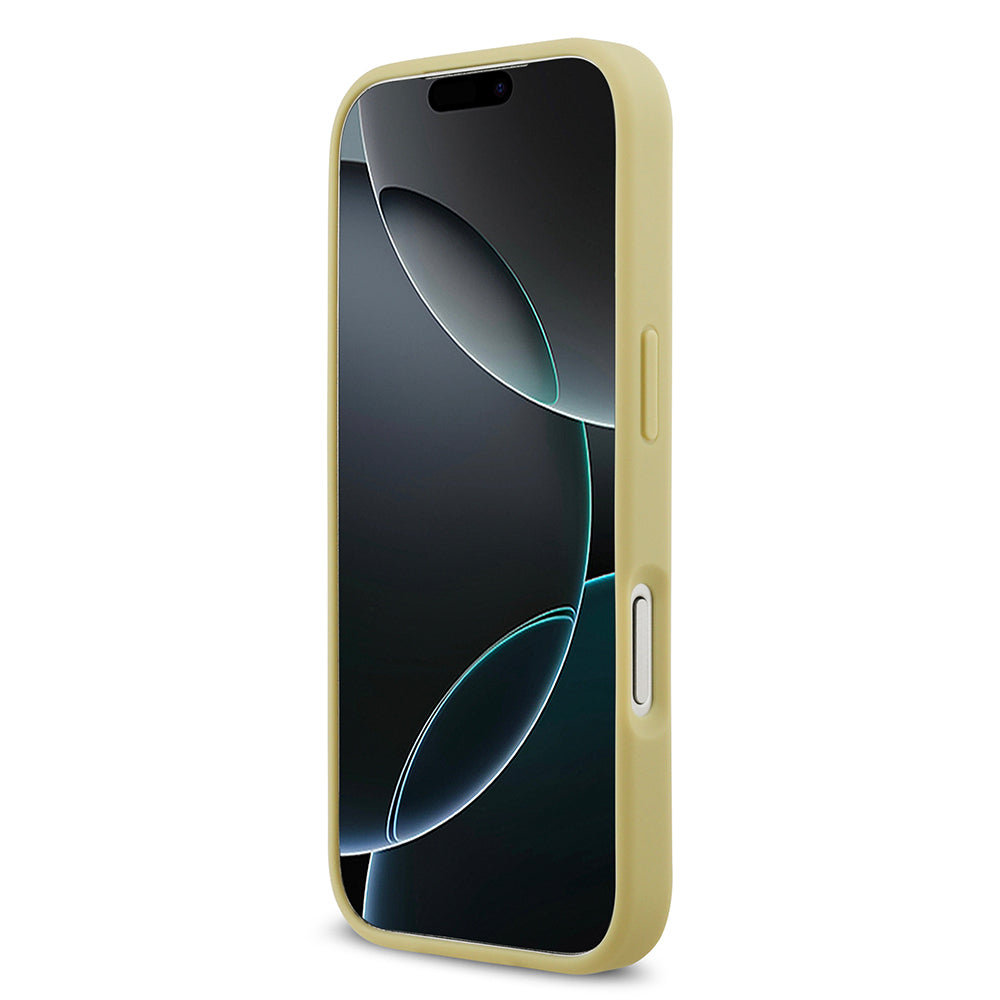 Apple iPhone 17 Pro Kılıf Guess Orjinal Lisanslı Taşlı Arka Yüzey Üçgen Logolu Kapak Gold