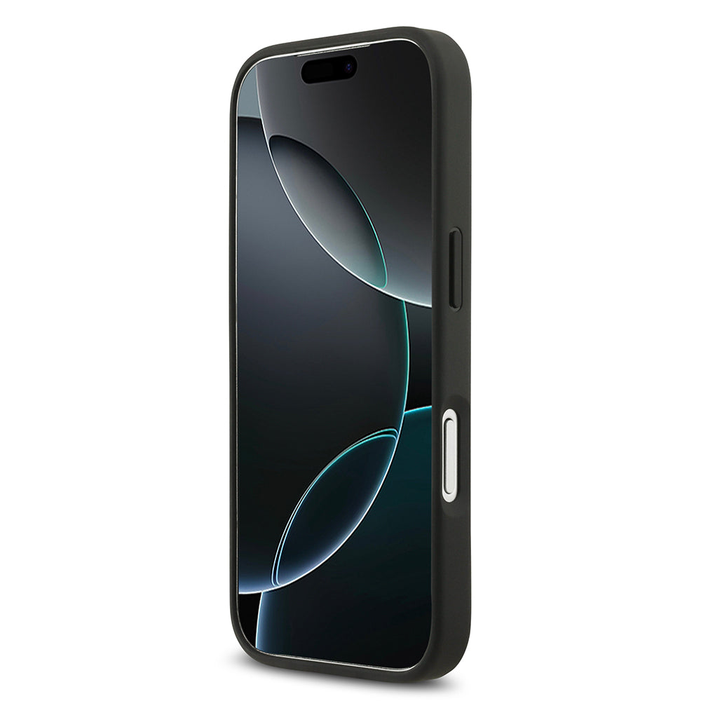 Apple iPhone 17 Pro Kılıf Guess Orjinal Lisanslı Taşlı Arka Yüzey Üçgen Logolu Kapak Siyah