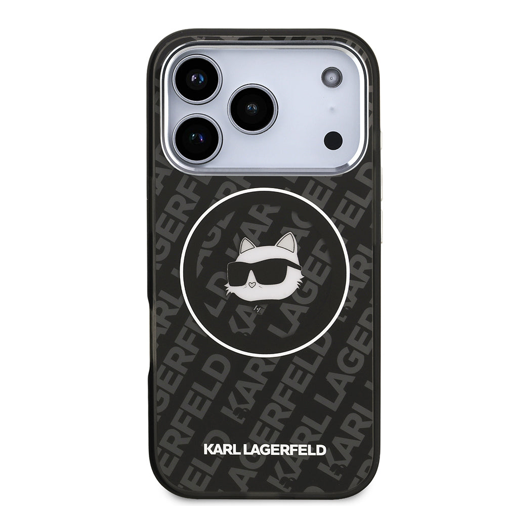 Apple iPhone 17 Pro Kılıf Karl Lagerfeld Orjinal Lisanslı IML Baskılı Choupette Heads Kapak Siyah