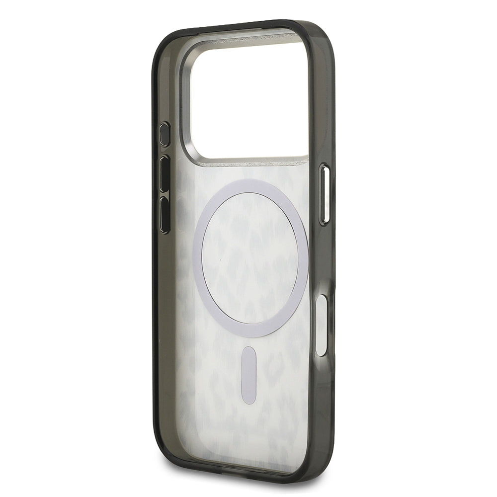 Apple iPhone 17 Pro Kılıf Karl Lagerfeld Orjinal Lisanslı M-safe Şarj Özellikli IML Leopar Baskılı Kapak Kahverengi