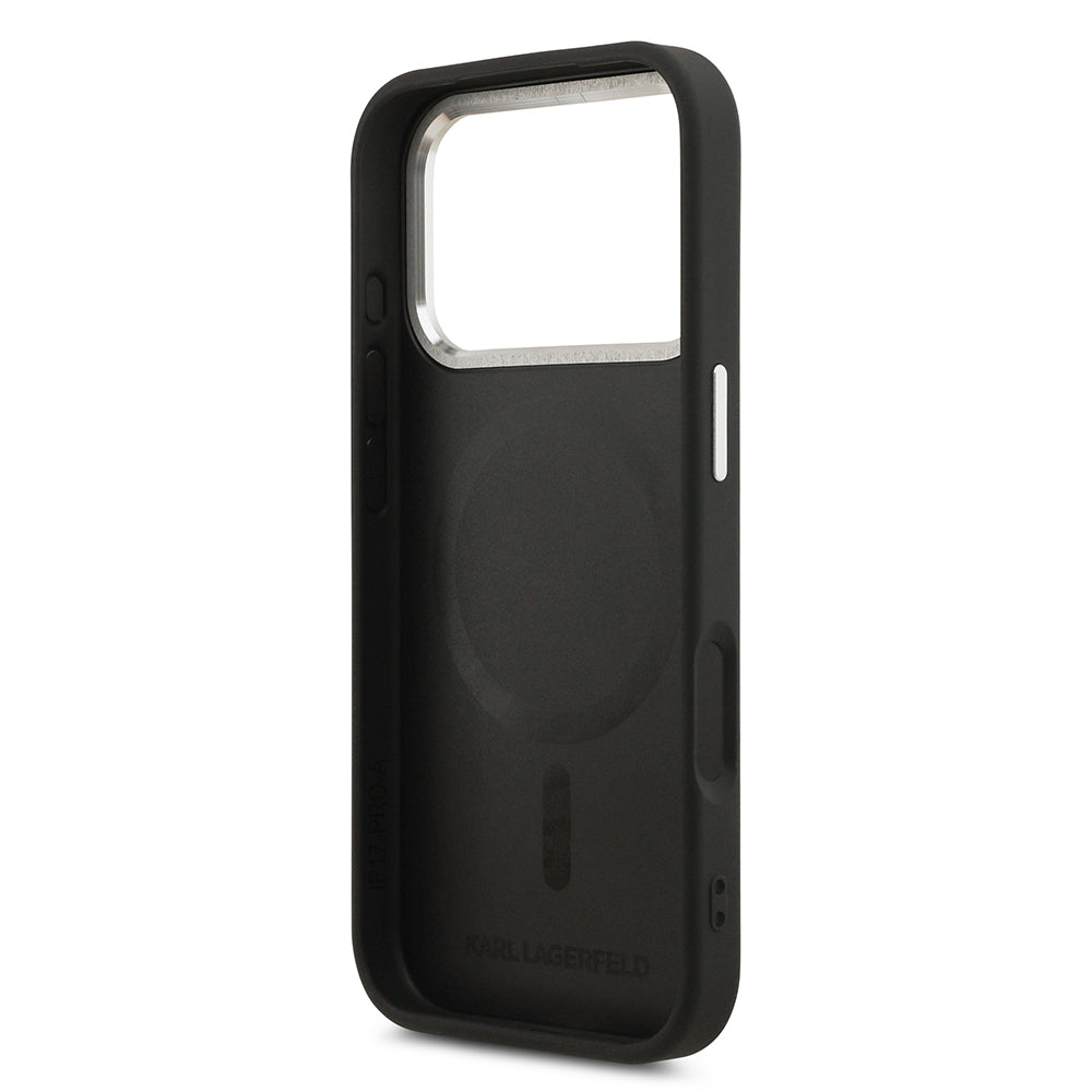 Apple iPhone 17 Pro Kılıf Karl Lagerfeld Orjinal Lisanslı M-safe Şarj Özellikli Metal Kamera ve Buton Tasarımlı Paris RSG PU Deri Kapak Kahverengi