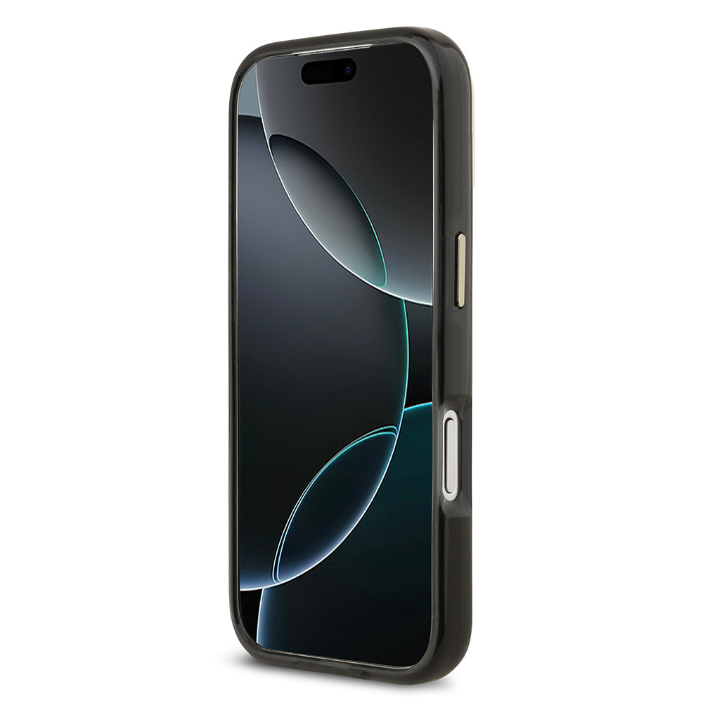 Apple iPhone 17 Pro Kılıf Lacoste Orjinal Lisanslı M-safe Şarj Özellikli Gold Timsah Logolu Buzlu Kapak Siyah