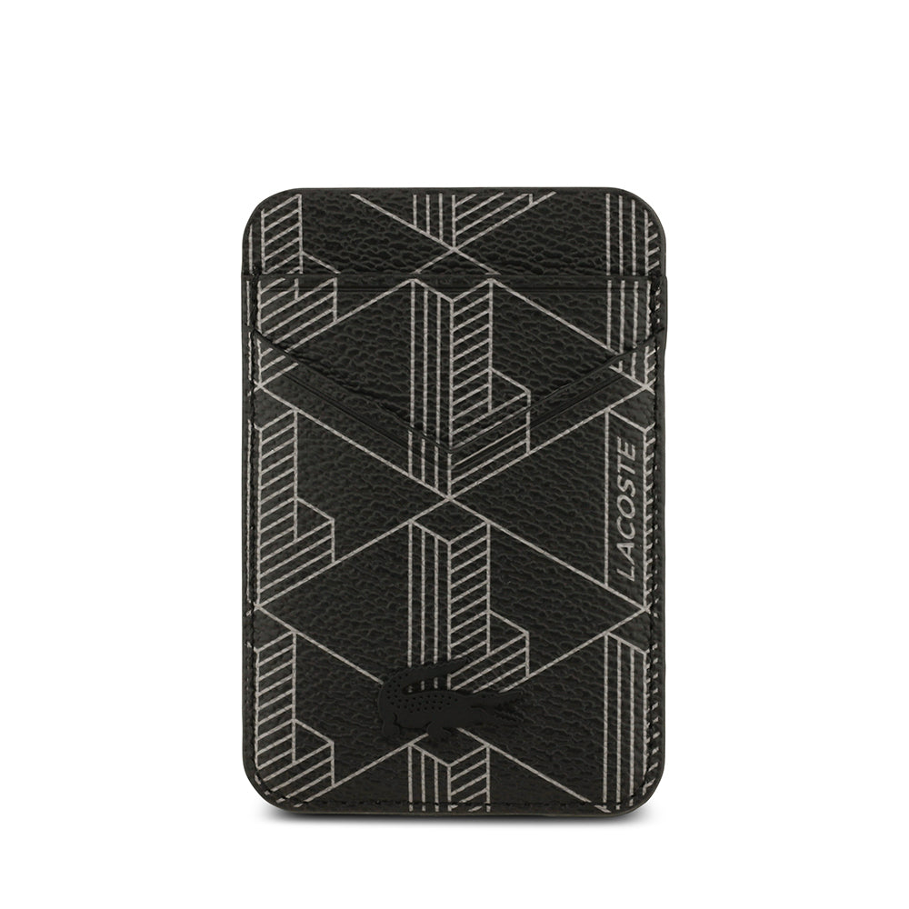 Apple iPhone 17 Pro Kılıf Lacoste Orjinal Lisanslı M-safe Şarj Özellikli PU Deri Tasarımlı Kartlıklı Karışık Monogram Desenli Kapak Yeşil