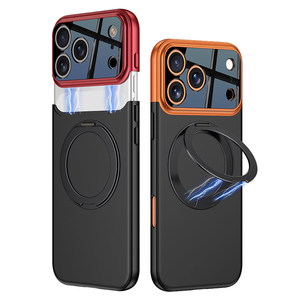 Apple iPhone 17 Pro Kılıf M-safe Şarj Özellikli 360 Derece Standlı Çift Parçalı Zore Torino Kapak Siyah